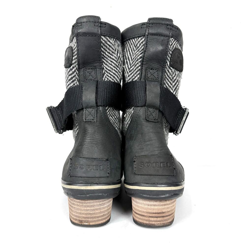 Sorel Womens Slimboot Herringbone Lace Up Waterproof Boots Black Leather Size 10 - Picture 3 of 10
